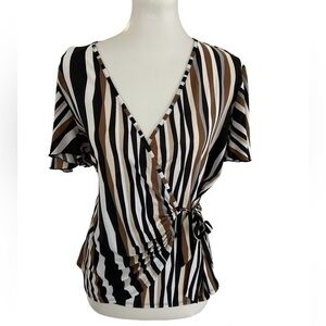 Essentials by Milano striped wrap top